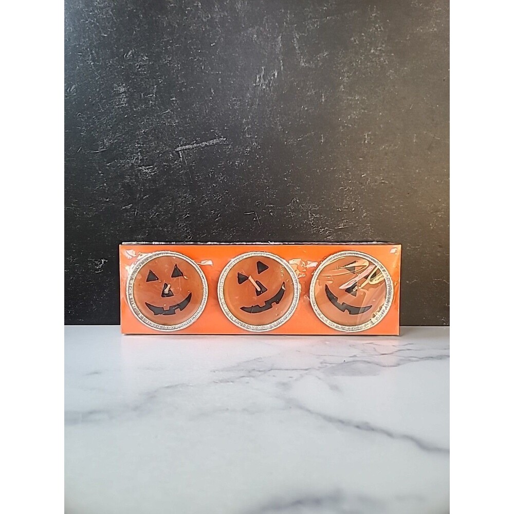 Spooky Hollow Pumpkin Lights Candle Set Of Three Vintage From 1995